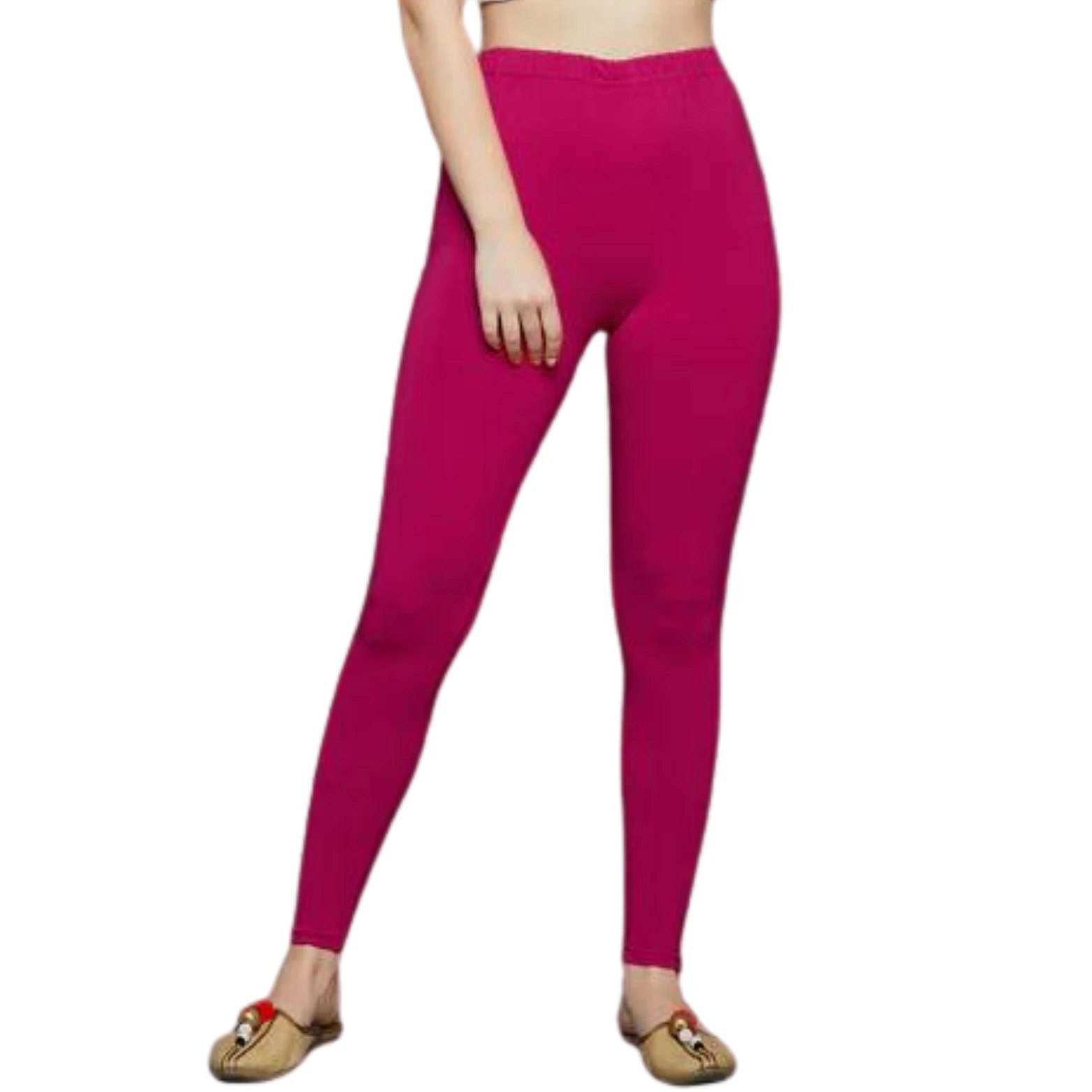 Women Rani Pink Stretchable Ankle Length Leggings | Soft Cotton Lycra Daily Wear