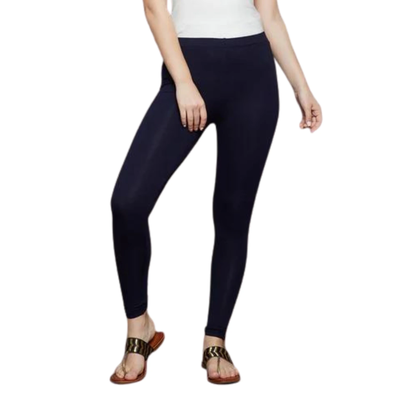 Women Navy Blue Stretchable Ankle Length Leggings | Soft Cotton Lycra Daily Wear