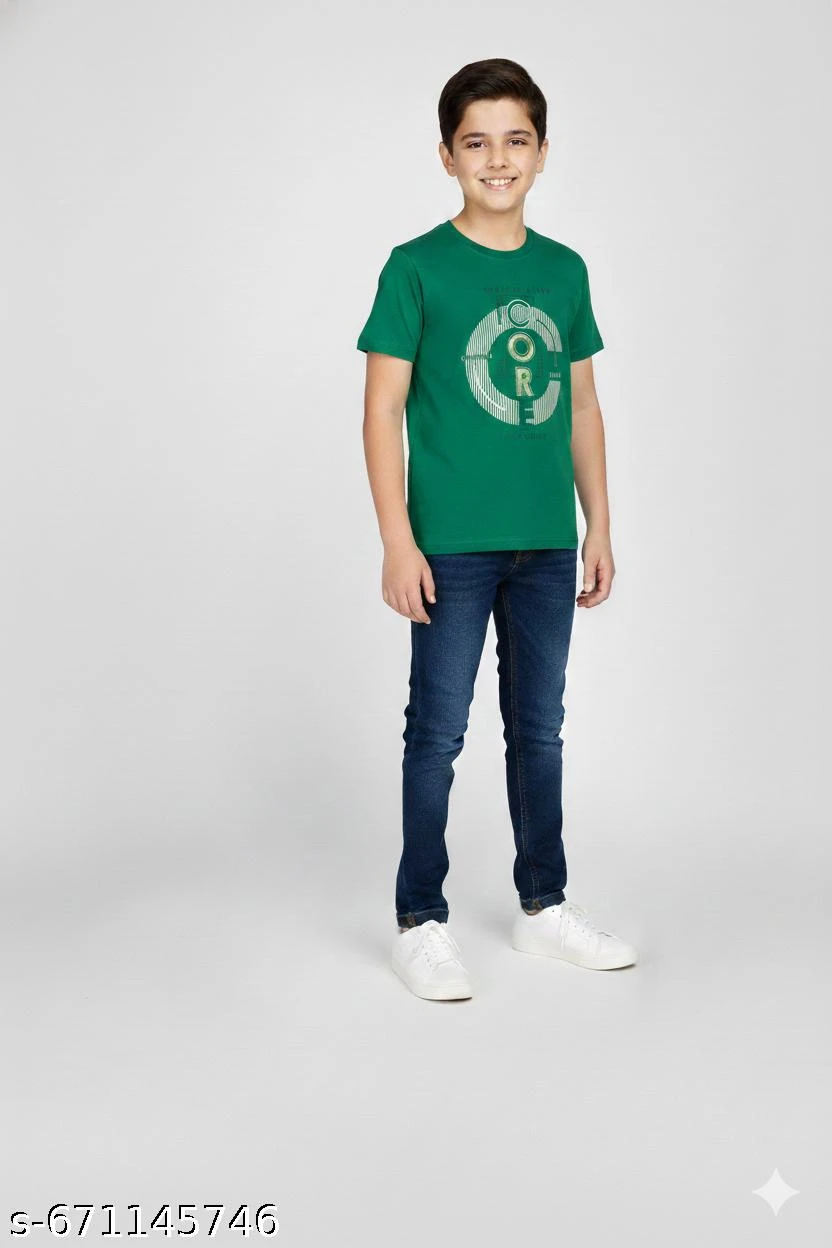 KIDBOYS TSHIRT GRN COLOUR QUIT PRINT