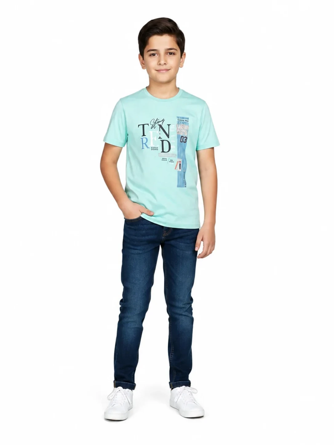 Mint Green Graphic Crew-Neck T-Shirt