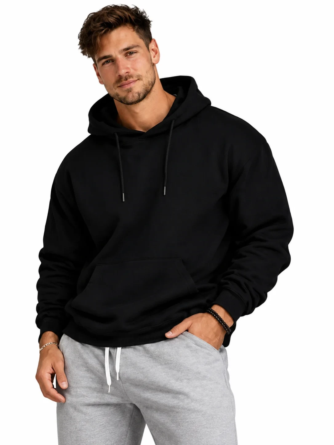 Solid Black Pullover Hoodie Sweatshirt