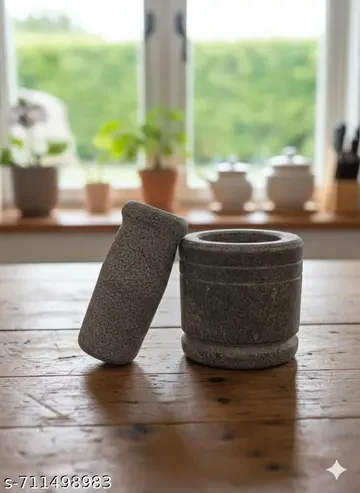 Premium Natural Stone Mortar & Pestle Set – Heavy Duty Hand Grinder for Spices, Herbs, Masala, Garlic & Chutney